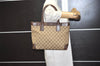 Authentic GUCCI Vintage Hand Tote Bag GG Canvas Leather 0021119 Brown 5730J