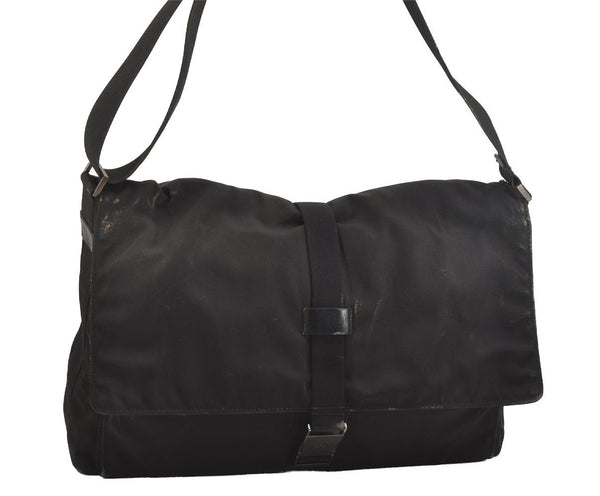 Authentic GUCCI Shoulder Cross Body Bag Nylon Leather Black Junk 5731J