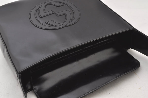 Authentic GUCCI Vintage Shoulder Hand Bag Purse Enamel Black 5731K