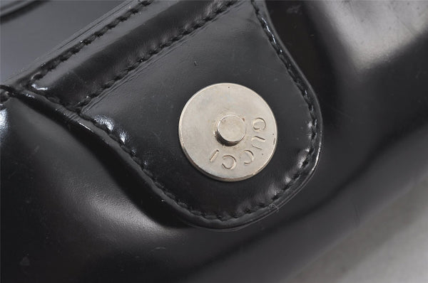 Authentic GUCCI Vintage Shoulder Hand Bag Purse Enamel Black 5731K