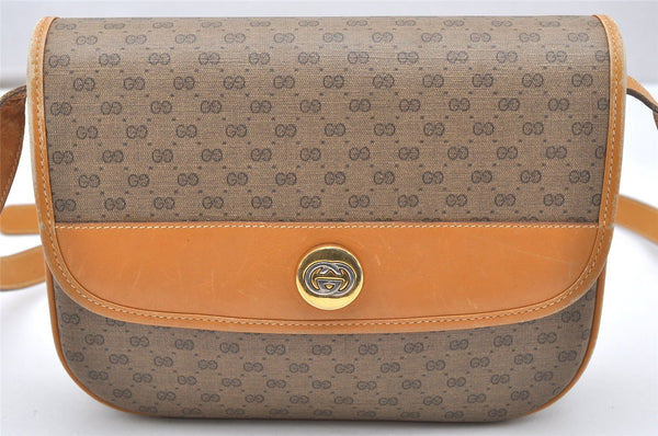 Authentic GUCCI Micro GG PVC Leather Shoulder Cross Bag Purse Brown Junk 5732K