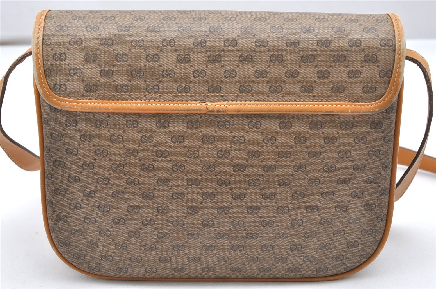 Authentic GUCCI Micro GG PVC Leather Shoulder Cross Bag Purse Brown Junk 5732K