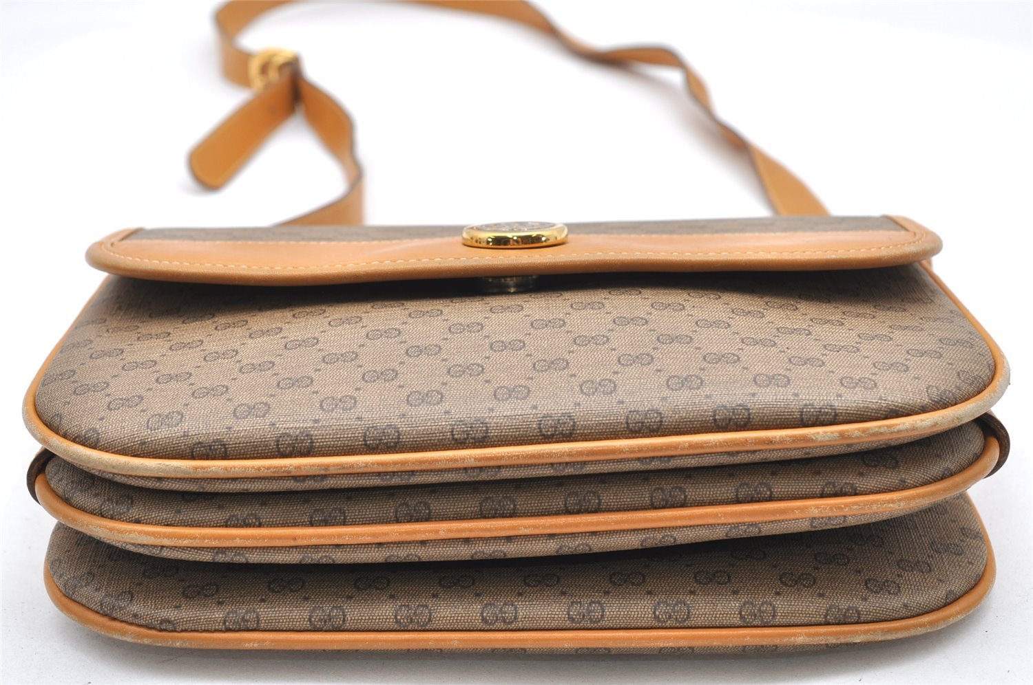 Authentic GUCCI Micro GG PVC Leather Shoulder Cross Bag Purse Brown Junk 5732K