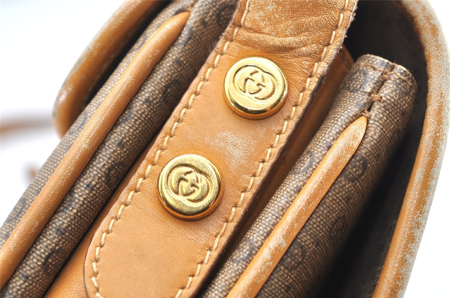 Authentic GUCCI Micro GG PVC Leather Shoulder Cross Bag Purse Brown Junk 5732K