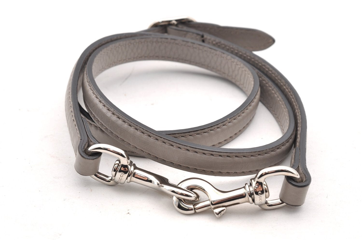 Authentic GUCCI Bamboo Daily 2Way Hand Shoulder Bag Leather 370831 Gray 5733I