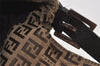 Authentic FENDI Zucchino Mamma Baguette Shoulder Bag Canvas Leather Brown 5734I