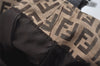 Authentic FENDI Zucchino Mamma Baguette Shoulder Bag Canvas Leather Brown 5734I