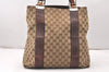 Authentic GUCCI Bamboo Shoulder Hand Bag GG Canvas Leather 232946 Brown 5734K