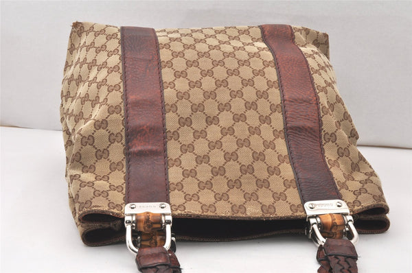 Authentic GUCCI Bamboo Shoulder Hand Bag GG Canvas Leather 232946 Brown 5734K