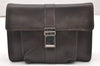 Authentic GUCCI Vintage Clutch Hand Bag Purse Leather Brown 5735K