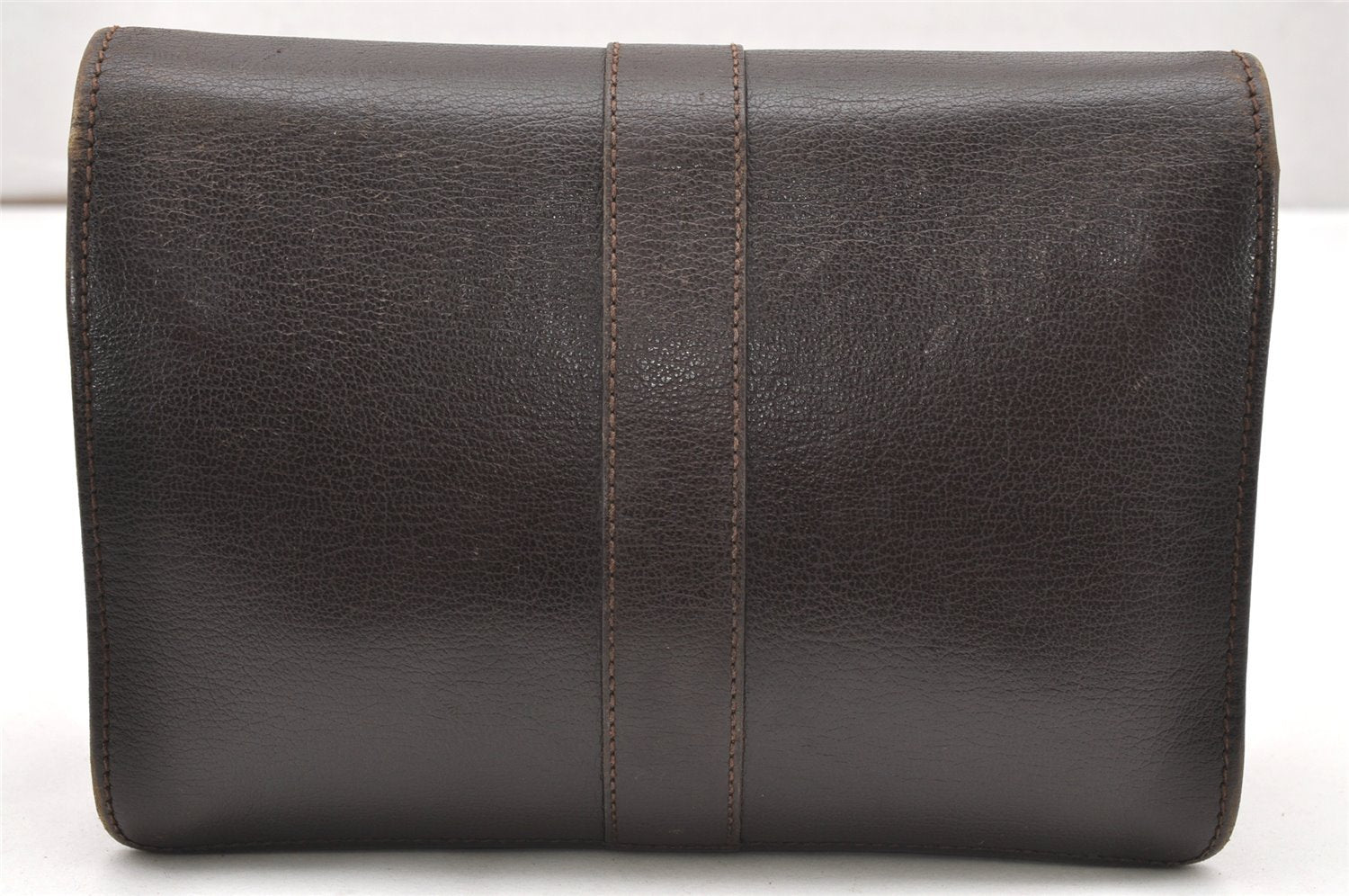 Authentic GUCCI Vintage Clutch Hand Bag Purse Leather Brown 5735K