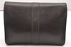 Authentic GUCCI Vintage Clutch Hand Bag Purse Leather Brown 5735K