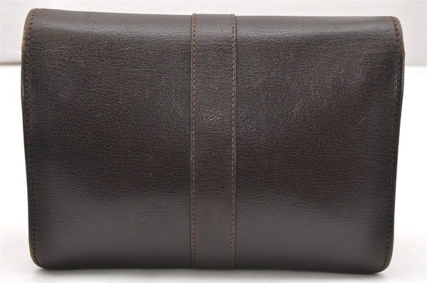 Authentic GUCCI Vintage Clutch Hand Bag Purse Leather Brown 5735K