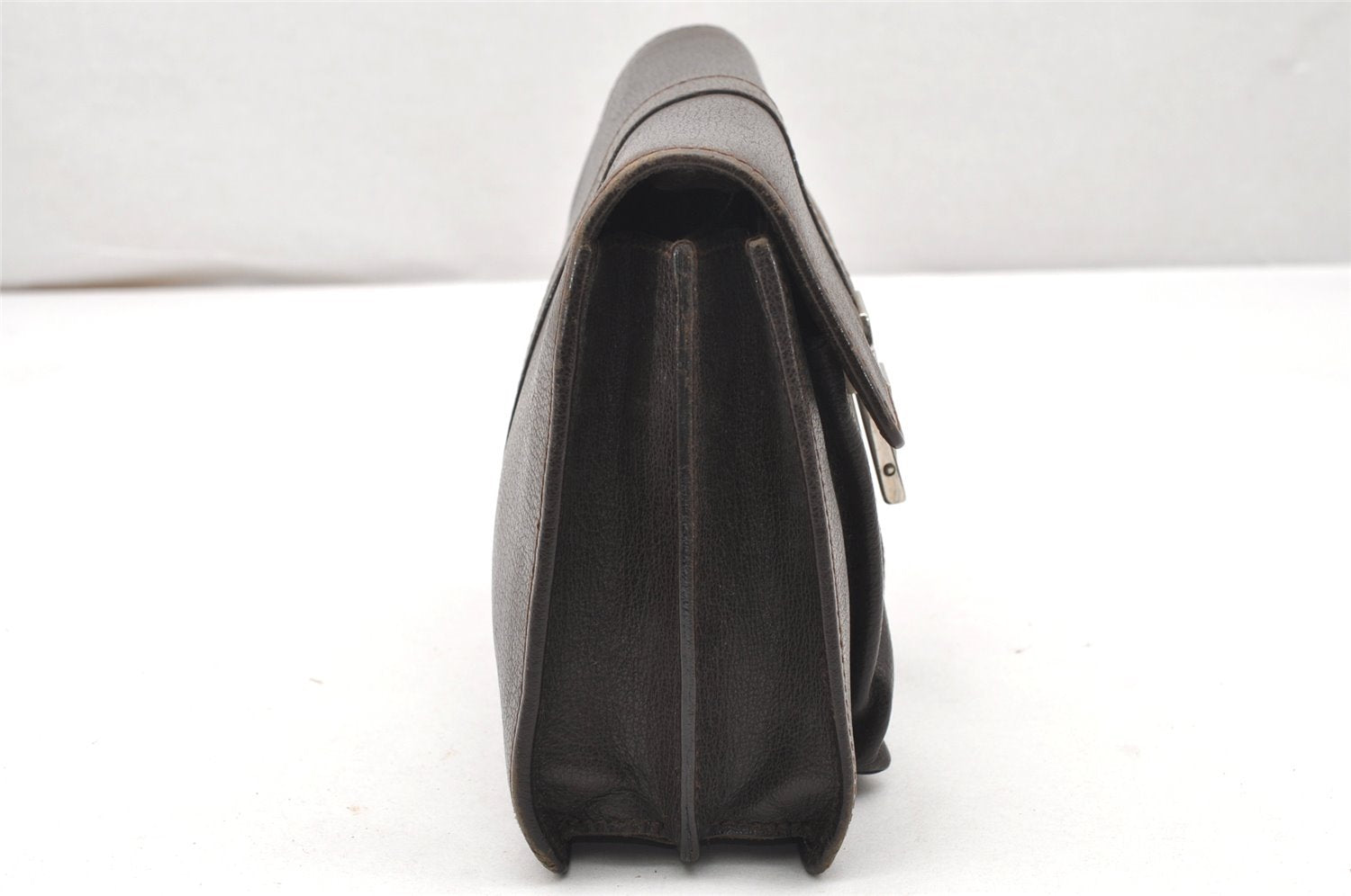 Authentic GUCCI Vintage Clutch Hand Bag Purse Leather Brown 5735K
