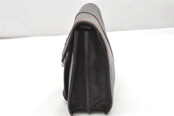 Authentic GUCCI Vintage Clutch Hand Bag Purse Leather Brown 5735K