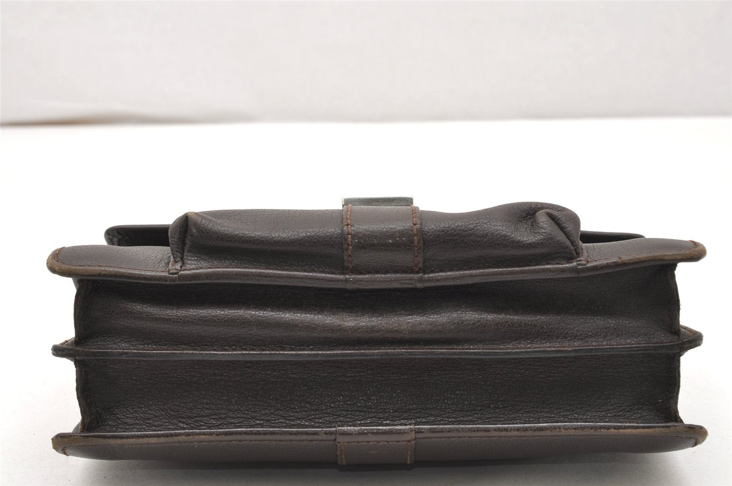 Authentic GUCCI Vintage Clutch Hand Bag Purse Leather Brown 5735K