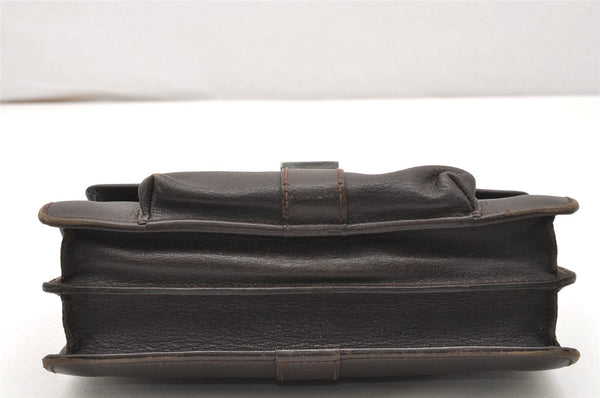 Authentic GUCCI Vintage Clutch Hand Bag Purse Leather Brown 5735K