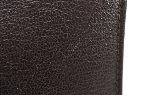 Authentic GUCCI Vintage Clutch Hand Bag Purse Leather Brown 5735K