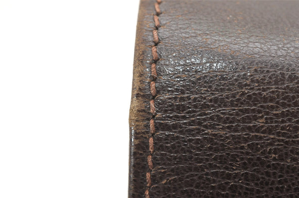 Authentic GUCCI Vintage Clutch Hand Bag Purse Leather Brown 5735K