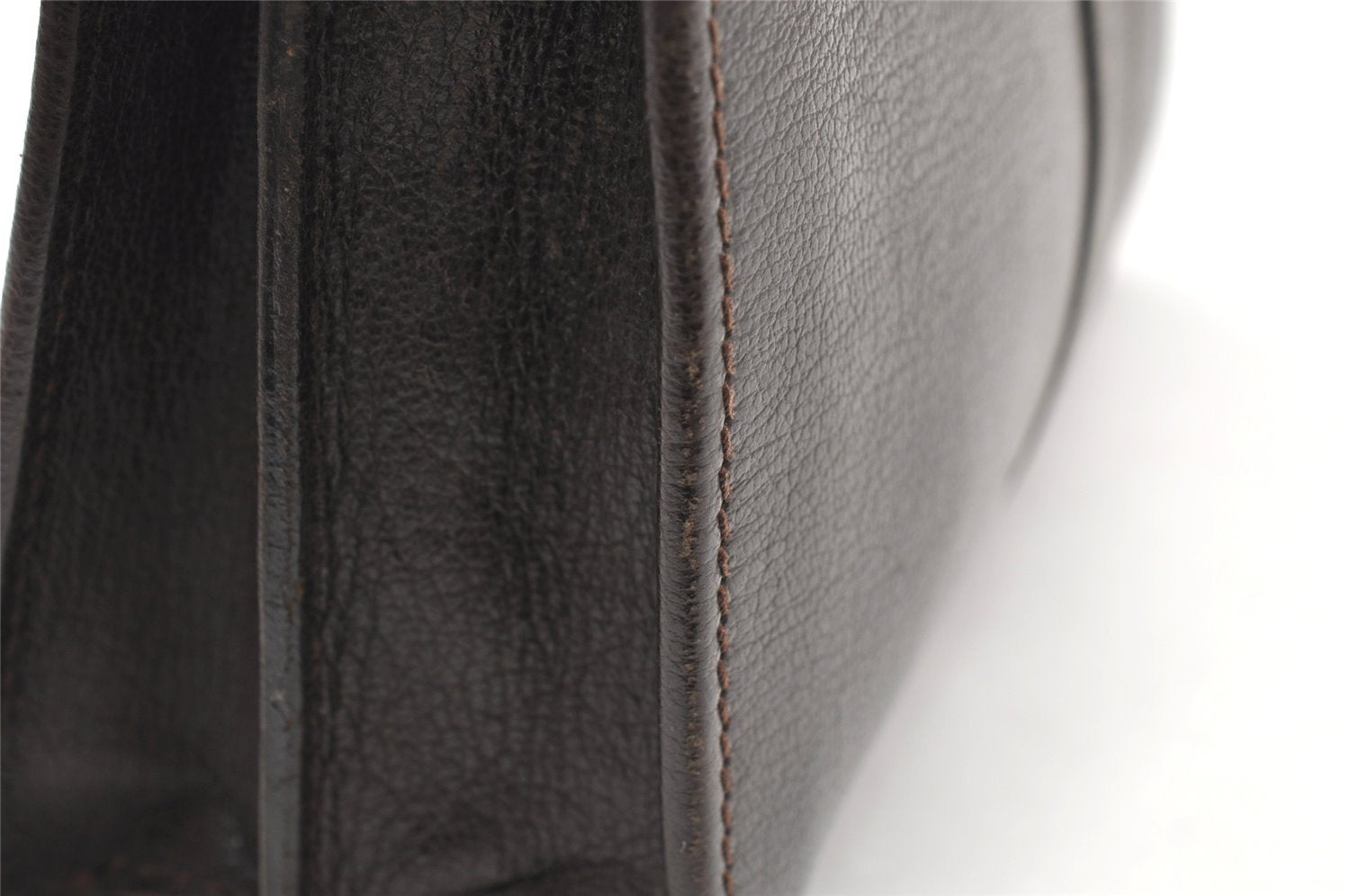 Authentic GUCCI Vintage Clutch Hand Bag Purse Leather Brown 5735K