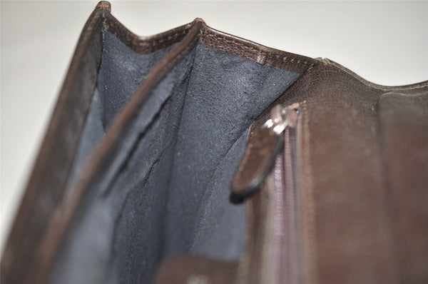 Authentic GUCCI Vintage Clutch Hand Bag Purse Leather Brown 5735K