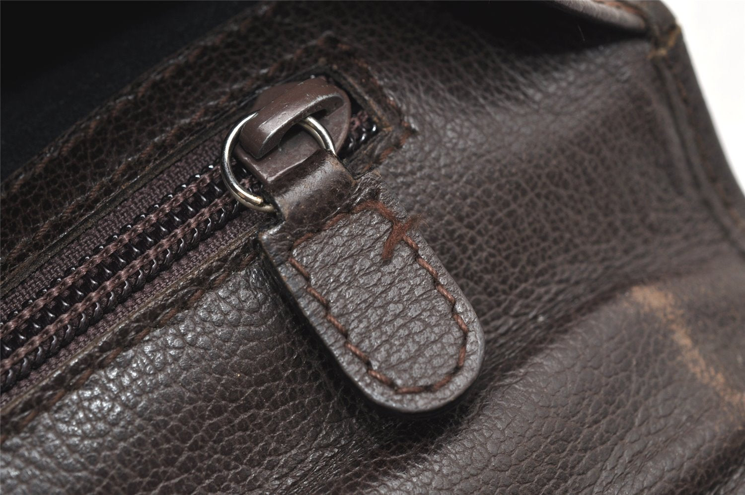 Authentic GUCCI Vintage Clutch Hand Bag Purse Leather Brown 5735K