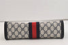 Authentic GUCCI Sherry Line Clutch Hand Bag Purse GG PVC Leather Navy Blue 5736J