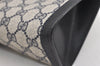 Authentic GUCCI Sherry Line Clutch Hand Bag Purse GG PVC Leather Navy Blue 5736J
