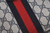 Authentic GUCCI Sherry Line Clutch Hand Bag Purse GG PVC Leather Navy Blue 5736J