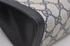 Authentic GUCCI Sherry Line Clutch Hand Bag Purse GG PVC Leather Navy Blue 5736J