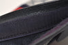 Authentic GUCCI Sherry Line Clutch Hand Bag Purse GG PVC Leather Navy Blue 5736J