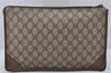 Authentic GUCCI Vintage Clutch Hand Bag Purse GG PVC Leather Brown 5736K