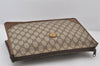 Authentic GUCCI Vintage Clutch Hand Bag Purse GG PVC Leather Brown 5736K