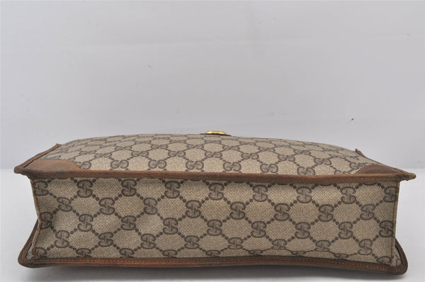 Authentic GUCCI Vintage Clutch Hand Bag Purse GG PVC Leather Brown 5736K