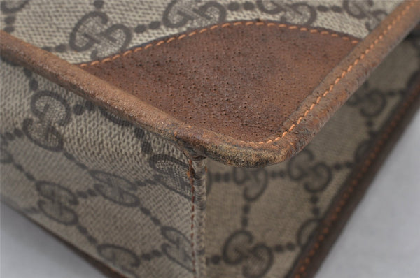 Authentic GUCCI Vintage Clutch Hand Bag Purse GG PVC Leather Brown 5736K