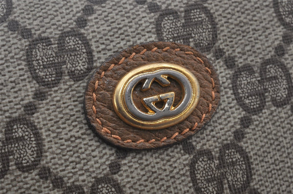 Authentic GUCCI Vintage Clutch Hand Bag Purse GG PVC Leather Brown 5736K