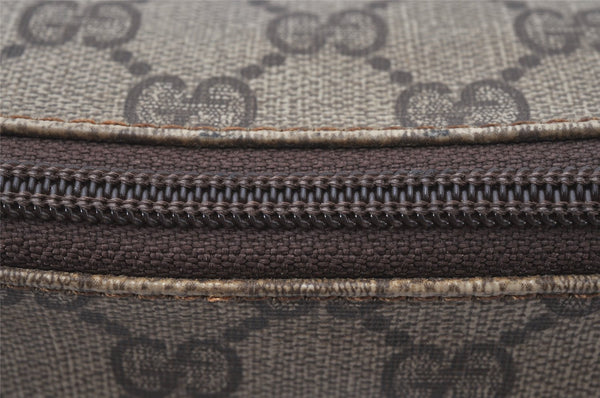 Authentic GUCCI Vintage Clutch Hand Bag Purse GG PVC Leather Brown 5736K