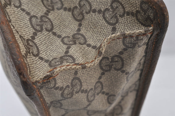 Authentic GUCCI Vintage Clutch Hand Bag Purse GG PVC Leather Brown 5736K