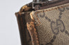 Authentic GUCCI Vintage Clutch Hand Bag Purse GG PVC Leather Brown 5736K