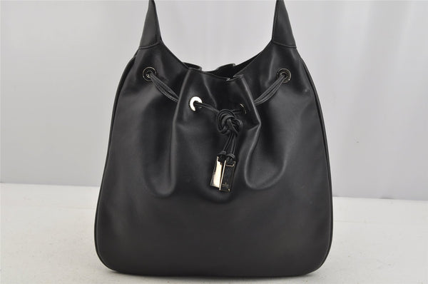 Authentic GUCCI Bamboo Shoulder Hand Bag Purse Leather 0014033 Black 5737J