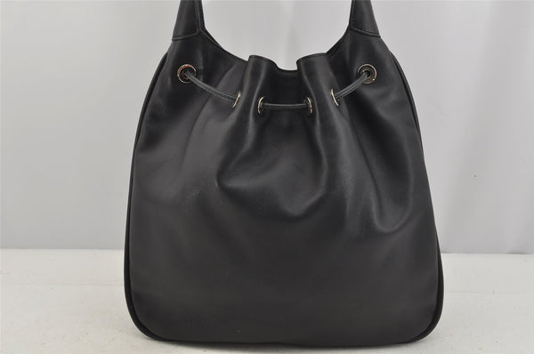 Authentic GUCCI Bamboo Shoulder Hand Bag Purse Leather 0014033 Black 5737J