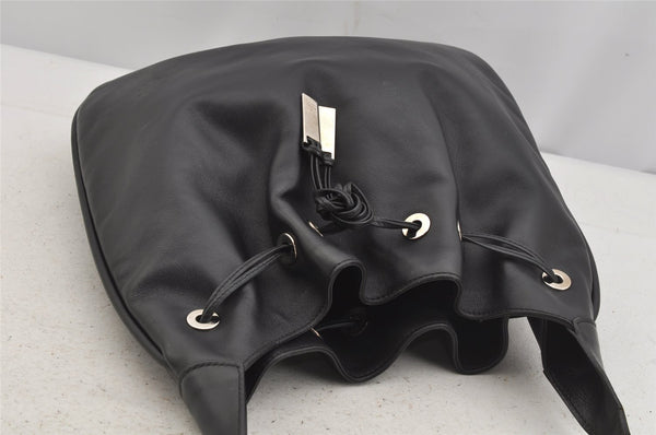 Authentic GUCCI Bamboo Shoulder Hand Bag Purse Leather 0014033 Black 5737J