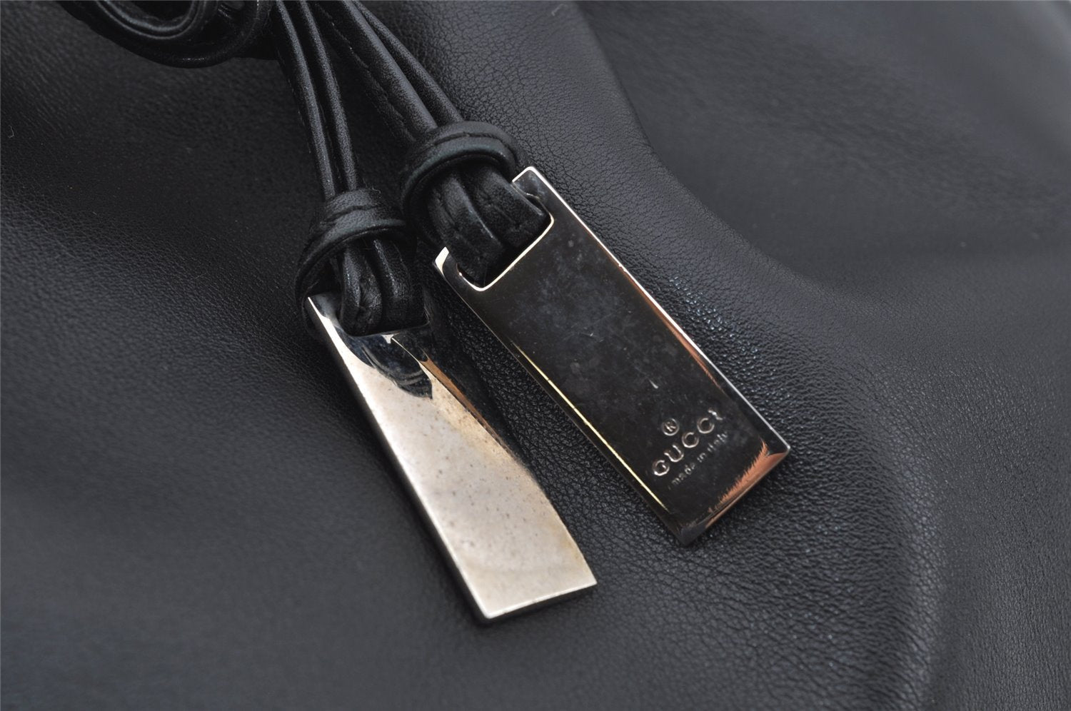 Authentic GUCCI Bamboo Shoulder Hand Bag Purse Leather 0014033 Black 5737J