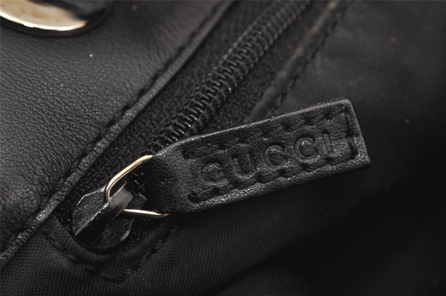 Authentic GUCCI Bamboo Shoulder Hand Bag Purse Leather 0014033 Black 5737J