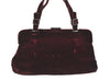 Authentic PRADA Vintage Velour Shoulder Hand Bag Purse Bordeaux Red 5737K