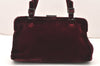 Authentic PRADA Vintage Velour Shoulder Hand Bag Purse Bordeaux Red 5737K