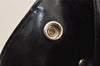 Authentic FENDI Etniko Hand Bag Punching Leather Enamel Black Junk 5738I