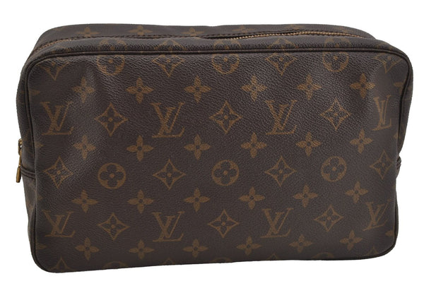 Auth Louis Vuitton Monogram Trousse Toilette 28 Clutch Hand Bag M47522 LV 5738J