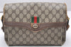 Authentic GUCCI Web Sherry Line Shoulder Cross Bag GG PVC Leather Brown 5738K