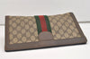Authentic GUCCI Web Sherry Line Clutch Hand Bag Purse GG PVC Leather Brown 5739J